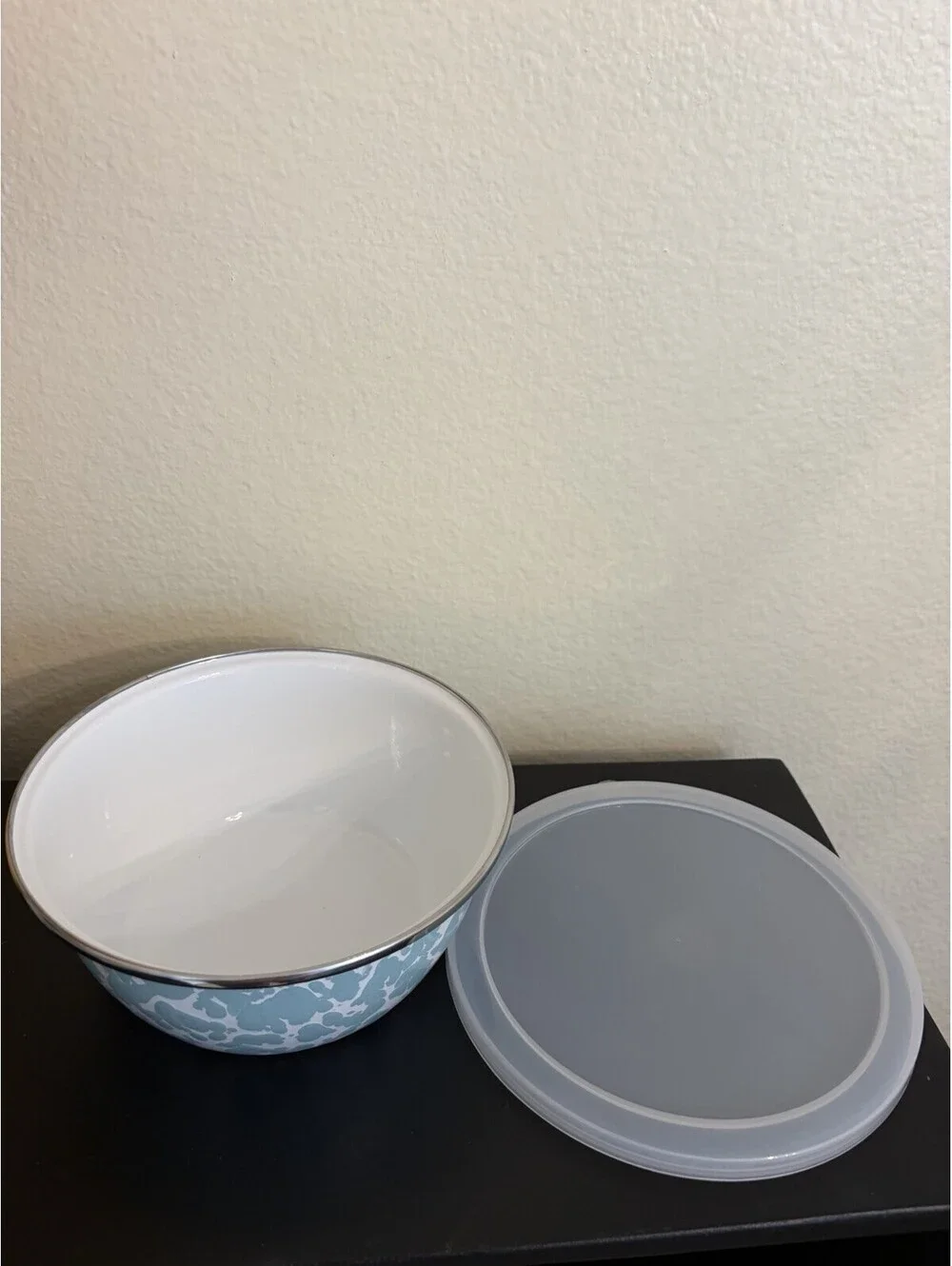 Golden Rabbit Prep Bowl Set of 2 with LID-sea glass hand-swirled Metal bowls